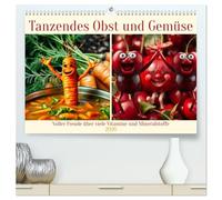 Tanzendes Obst und Gemüse (hochwertiger Premium Wandkalender 2026 DIN A2 quer), Kunstdruck in Hochglanz: Voller Freude über viele Vitamine und Mineralstoffe