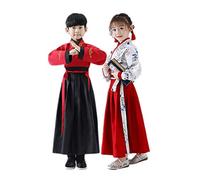 TANZEQI Vestito cinese tradizionale Hanfu per ragazzi e ragazze Dinastia Han Antico Partito Vestito Cosplay Costume, Rosso e nero., 140 cm