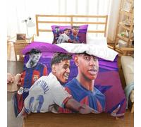 tanzhenning Lamine Yamal Set Copripiumino Con Stampa 3D Per Bambini E Per Letto in Microfibra Di Poliestere Copripiumini Con Federa Per Cuscino Con Cerniera Single（135x200cm）