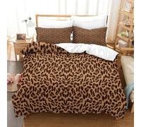 tanzhenning leopardato Set Di Biancheria Da Letto Da 3 Pezzi in Microfibra Copripiumino Con Federe Morbida, Resistente, Traspirante Copripiumini Double（200x200cm）