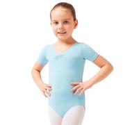 tanzmuster Body da Danza Classica 'Lisa' con Strass per Bambini in Celeste, 116/122 (7-8 Anni)