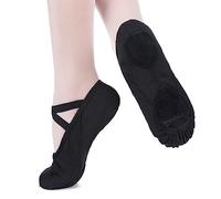 tanzmuster Charlie, Mezze Punte Danza Classica in Lino, Suola a Goccia in Cuoio Bambini e Adulti - Nero, 38