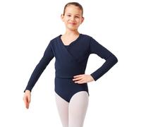 tanzmuster Maglia a Incrocio da Danza Classica 'Mandy' per Bambini in Blu Marino, 128/134 (9-10 Anni)