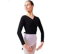tanzmuster Maglia a Incrocio da Danza Classica 'Mandy' per Bambini in Nero, 104/110 (5-6 Anni)