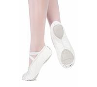 tanzmuster Toni, Mezze Punte Danza Classica in Pelle, Suola a Goccia in Cuoio, Bambini e Adulti - Bianco calcare, 38