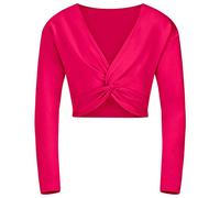 tanzmuster Top Corto da Danza Classica 'Mia' con Maniche Lunghe per Bambini in Fucsia, 116/122 (7-8 Anni)