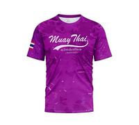 TAO MARTIAL Maglietta Muay Thai Dry Fit Top Manica Corta Design Camouflage, viola., L