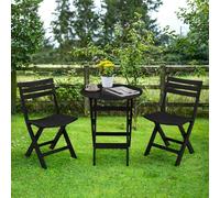 TAO ONE Mobili da balcone pieghevoli, set da 3 pezzi, set da balcone, 2 sedie, 1 tavolo, per interni ed esterni con schienale, set di mobili da terrazza pieghevole per balcone, giardino, piscina, nero