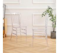 TAO ONE Sedia Napoleon trasparente, confezione da 2 sedie in acrilico trasparente, sedie moderne in plastica per sala da pranzo, senza braccioli, sedie in cristallo trasparente per matrimoni