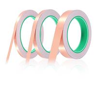 tao pipe 3 rotoli di nastro di rame autoadesivo, 6/10/20 mm x 20 m, nastro di rame conduttivo, per schermatura EMI, protezione anti-lumache, riparazione elettrica, saldatura, fai da te