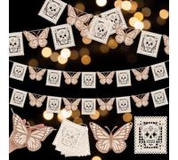TaoBary Confezione da 6 striscioni messicani Papel Picado Dia De Los Muertos Monarca Farfalla Banner 2,1 m Fiesta da Appendere Bandiere Giorno dei Morti Decorazioni per Ofrenda Altare Forniture