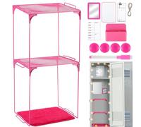TaoBary Kit organizer per armadietti rosa, 13 pezzi, include mensola, lavagna bianca, specchio magnetico, cancellabile a secco, tappeto luce per ragazze in mezzo alla decorazione per la scuola