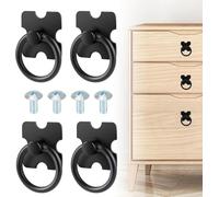 Taoduod 4 Pz Tiranti per Cassetti e Anelli Nero Pomelli ad Anello Retrò Cassetto Mobili Anello Rotonde Porta del Mobile Maniglie Anelli Anticati per Maniglie Cassetti per Armadio