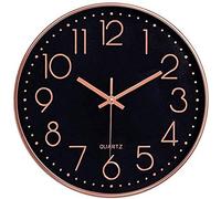 Taodyans Moderno Orologio da Parete Silenzioso Orologio da Cucina Quarzo da 30 cm (Oro Rosa-Nero)