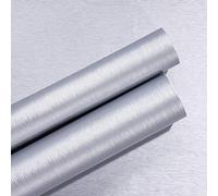 Taogift - Pellicola autoadesiva in vinile, e acciaio inossidabile spazzolato argento metallizzato, per mobili, lavastoviglie, frigorifero, freezer, stufa, elettrodomestici, rimovibile