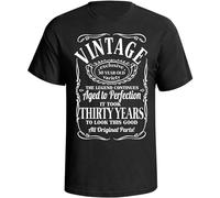 TAOKEBEAR Birthday Vintage 30Th 50Th Year Old Funny Choose Your Year Unisex 100% Cotton Short-Sleeve T-Shirts Black M
