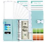 TAOPE Raccoglitore Notebook A6, Binder Budget Set Portadocumenti in Pelle PU con 12 Trasparente Sacchetti Cerniera Compilabile, per Budget Contanti Buste Risparmio Denaro - Farfalla Blu