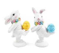 TaoQ C 2 pezzi Figurine di coniglio di Pasqua Statue di resina di coniglio di Pasqua bianco Figurina di resina di coniglio primavera per Primavera di Casa Cascina Tavola Decorazione