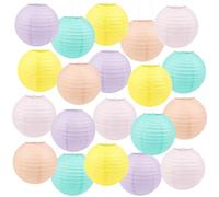 TaoQ C 20 Pezzi Lanterne di carta colorate, 20 cm Macaron colore Lanterne di carta sospese Lanterne di carta rotonde per il matrimonio Compleanno Doccia per bambini Decorazione della casa