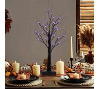 TaoQ C 68 cm Halloween nero albero, nero Spooky albero con 24 LED luci viola e arancione Albero di Halloween per Festa del Terrore interni casa camino tavolo decorazione vacanze