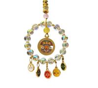 Taoxekoro 1pcs Oro Foil Specchio Dell'automobile Pendente Pendente Lucky Lock Cinque Percorsi Ricchezza Dea Della Catena Del Telefono Mobile Perline Ornamenti Hangings Decor