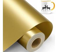 TAOYIO Vinile Adesivo 14 cm x 600 cm oro lucido, Pellicola Adesiva per Cricut Joy, Vinile Permanente Cricut Joy per Decoro Piatto Liscio DIY, Facile da Tagliare & Diserbare