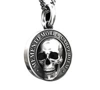 TAOZHIYAO Memento Mori Pendente Della Collana Del Cranio per Gli Uomini, Halloween Realistico Effetto 3D Collana Della Testa Del Teschio D'argento, Regalo Dei Monili Punk Gotico Retrò