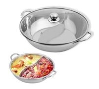 Taozhiyy Hot Pot - Pentola calda per mandarini, 34 cm, in acciaio inox con coperchio, pentola a forma di S, 2 camere, per piano cottura a induzione, fornello a gas