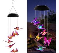 Taozoey Campanelli Eolici Solare, Luci Solari Esterno LED, Hanging Campanella Impermeabile, Campanelli Eolici Farfalla, Decorazioni scacciapensieri per Regalo Mamma