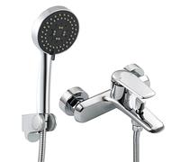 Tap tap con doccia a mano 5 modalità, tocco da bagno montato a parete in ottone, mixer per doccia da bagno, riempitivo per vasca a manico, rubinetto del bagno, rubinetto della vasca, cromo pesante