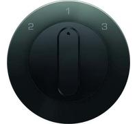 Tapa interruptor 3 posicióniciones con mando rotativo, sin posición 0, series berker R.x de hager, negro