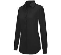 Tapata Camicie abbottonate da Donna Camicette a Maniche Lunghe dal Taglio Classico Top Elasticizzati per Lavoro Business Casual Elegante, Nero, Small