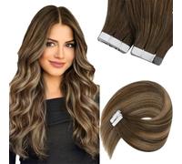 Tape In Hair Extensions Capelli Umani Capelli Naturali Veri Balayage Colore #4-60 Trama Della Pelle Capelli Lisci Senza Cuciture