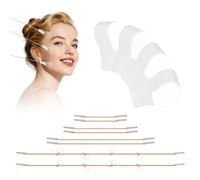 Tape Lifting Viso Set,Face Lifting Tape,Set di Nastri per il Viso contro il Doppio Mento,80 Adesivi Invisibili e 4 Corde di Sollevamento Riutilizzabili per un Contorno a V Istantaneo,Collo