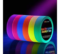 Tape Neon [6 Rotoli] Nastro Fluorescente Neon Tape, UV Blacklight, Glow in The Dark Gaffer Tape, Adesivo,6 Colori,25MM*15M Per Rotolo, Per Forniture Per Feste Black Light