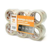 TAPEBEAR 12 Pezzi Nastro da imballaggio super trasparente 50 m x 48 mm, Nastro adesivo per pacchi spessore 2,7 mil Nastro adesivo per imballaggi