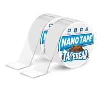 TAPEBEAR Nano, nastro adesivo da 50 mm x 3 m, double face, riutilizzabile senza residui, per immagini, poster, tappeti, decorazioni, lavabili in lavastoviglie, rinforzo adesivo