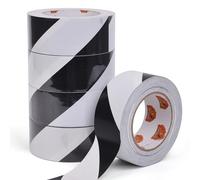 TAPEBEAR Nastro Adesivo Segnaletico, Premium Nastro Di Avvertenza Di Pericolo, Strisce bianco e nero Nastri Di Sicurezza, Per Pavimenti E Segnalazione Di Pericolo, 2inch x 50yard (50mm x 45m),5Rotoli