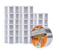 TAPEBEAR Nastro Butilico 50mm x 10m, Nastro Sigillante Impermeabile, Autoadesivo in Alluminio Butilico per Riparazione di Tetti, Grondaie e Perdite, 16 Rotoli