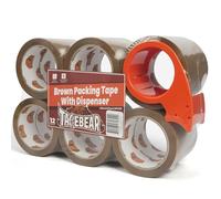 TAPEBEAR Nastro Packaging Marrone con Dispenser, Spessore 66um, 48mm x 50m, Adesivo Resistente per Scatole e Spedizioni