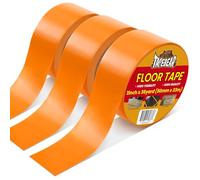 TAPEBEAR Nastro Pavimento Arancione 50mm x 33m, Antiscivolo Impermeabile per Segnaletica Sicurezza, Ideale Palestra, Magazzino, Codifica Colori, Confezione da 3 Rotoli