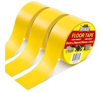 TAPEBEAR Nastro Pavimento Giallo 50mm x 33m, Antiscivolo Impermeabile per Segnaletica Sicurezza, Ideale Palestra, Magazzino, Codifica Colori, Confezione da 3 Rotoli
