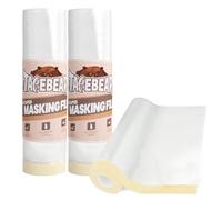 TAPEBEAR Pellicola Adesiva per Mascheratura 2600mm x 27m, 2 in 1 Teli Plastica Film per Mascheratura, Copritutto per Imbianchino con Adesivo, Protettivo Teli per Coprire Mobili, Ipingere, 3 Rotoli