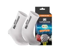 Tapedesign - 1 paio di calzini antiscivolo da calcio per bambini, ragazze e ragazzi (età 5-11), bianco, 1-5
