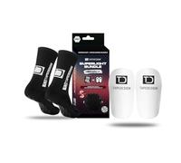 Tapedesign - Bundle Superlight Grip Socks + Shinguards 2.0 - Calzini da calcio ultraleggeri con gommini antiscivolo e parastinchi regolabili - Tenuta perfetta per calcio, allenamento e competizioni