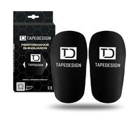 TAPEDESIGN® - Performance Shinguards 2.0 (Black Edition) Parastinchi Calcio Uomo Donna Bambini Nero Shin Pads per Calzettoni da Calcio Personalizzabili Parastinchi Antiscivolo