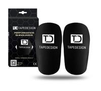 TAPEDESIGN® - Performance Shinguards 2.0 (Black Edition) Parastinchi Calcio Uomo Donna Bambini Nero Shin Pads per Calzettoni da Calcio Personalizzabili Parastinchi Antiscivolo