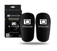 TAPEDESIGN® - Performance Shinguards 2.0 (Black Edition) Parastinchi Calcio Uomo Donna Bambini Nero Shin Pads per Calzettoni da Calcio Personalizzabili Parastinchi Antiscivolo