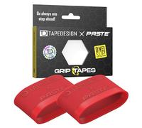 TAPEDESIGN - Supporto per parastinchi Grip Tapes in silicone, da calcio, da uomo, da donna, colore: rosso