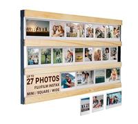 Tapeera Cornice portafoto multipla in legno da parete, compatibile con pellicola Fujifilm Instax Mini, Instax Wide & Square, moderna decorazione da parete estetica fluttuante, per soggiorno e camera